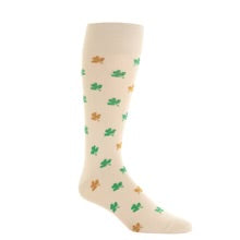 Ted and George Tan w/ Green and Gold Shamrock Mid-Calf Cotton Sock