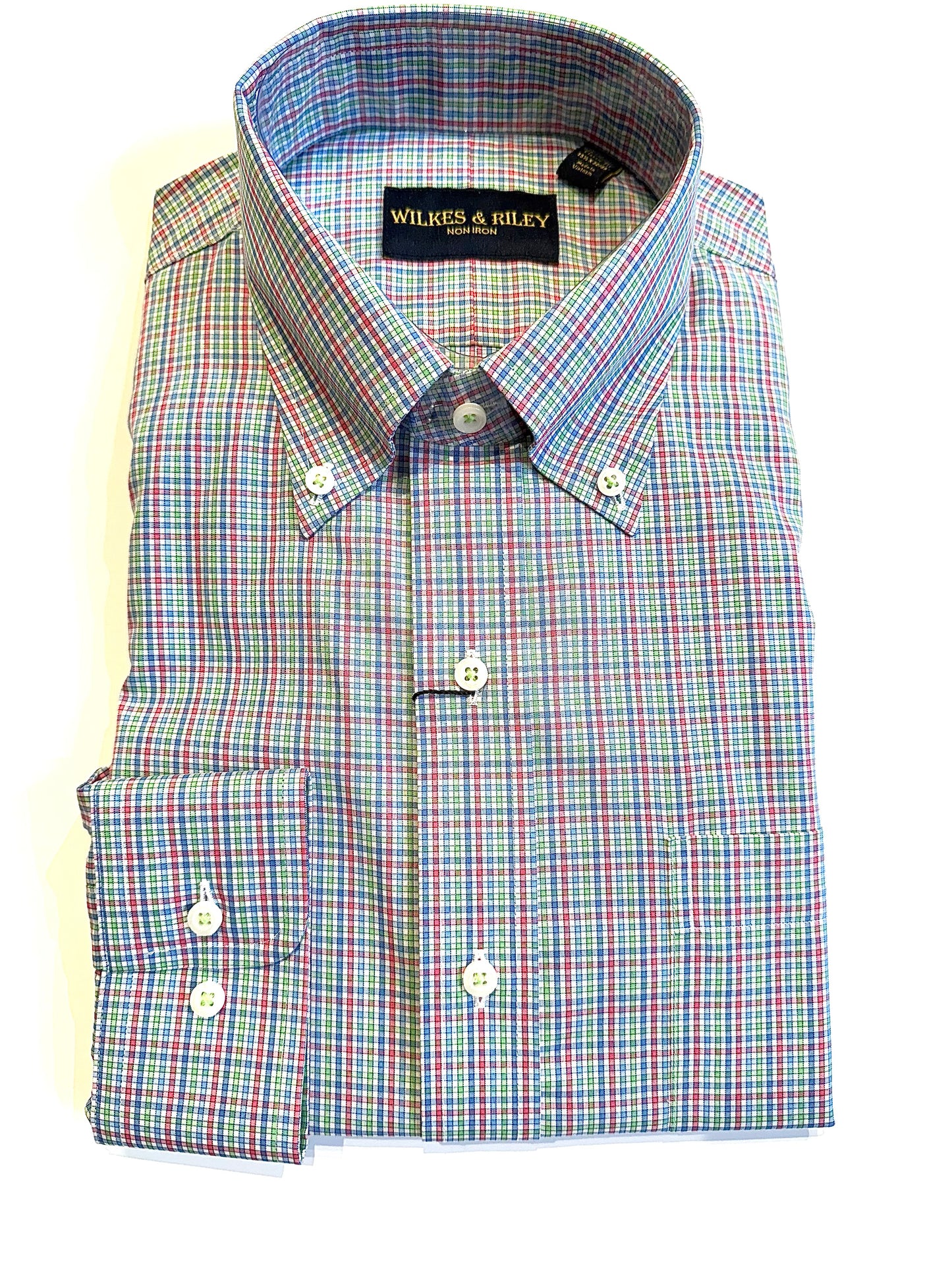 WILKES & RILEY Sport Shirt Classic Fit Pink/Green/Blue Multi Check