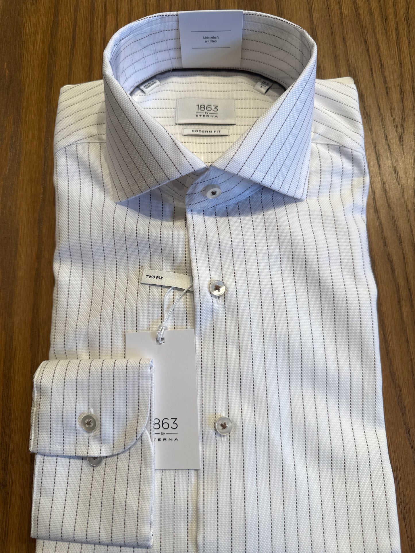 ETERNA Stripe Natte Modern Fit Sports Shirt