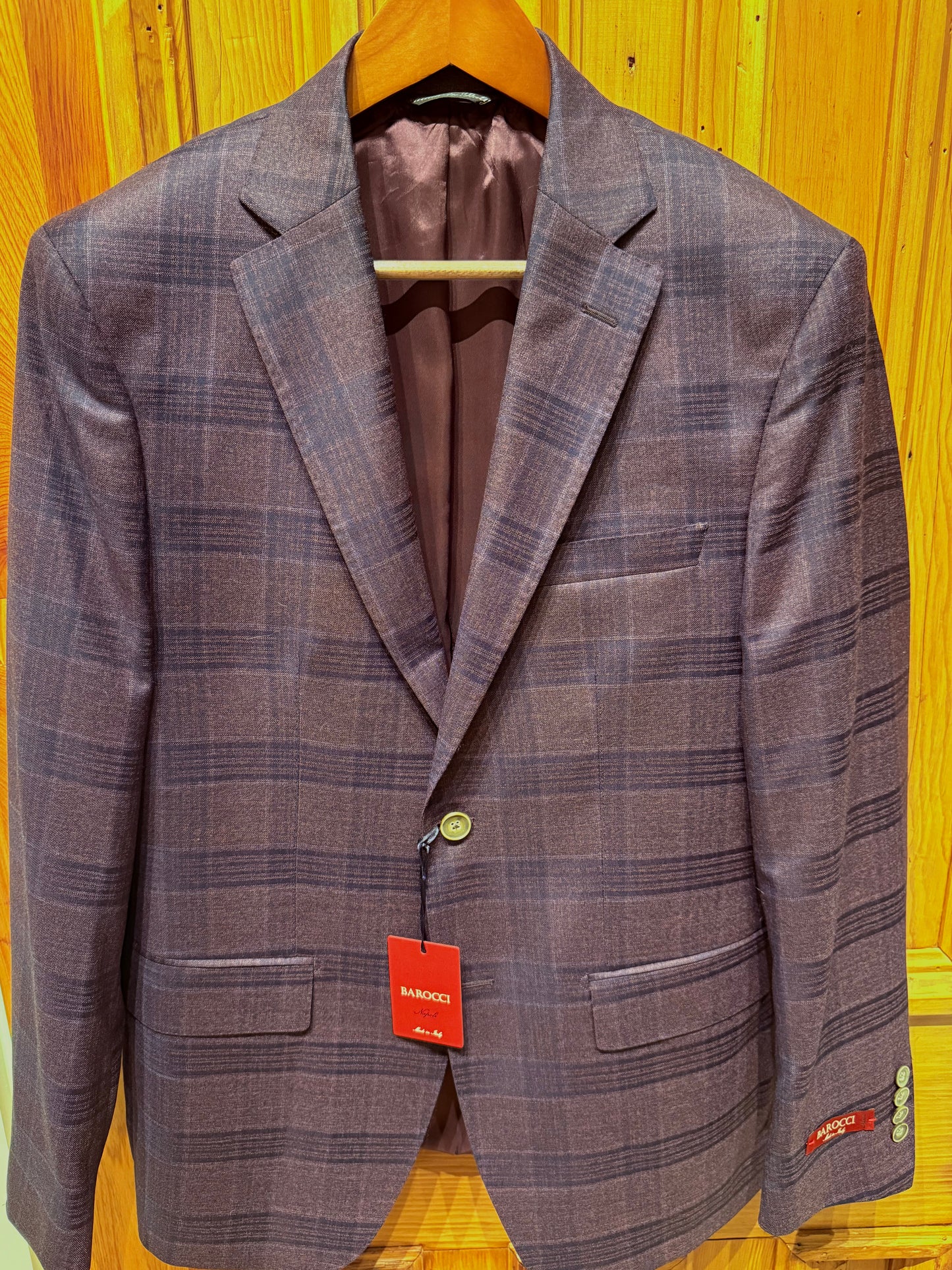 BAROCCI Navy/Purple Plaid Sportcoat