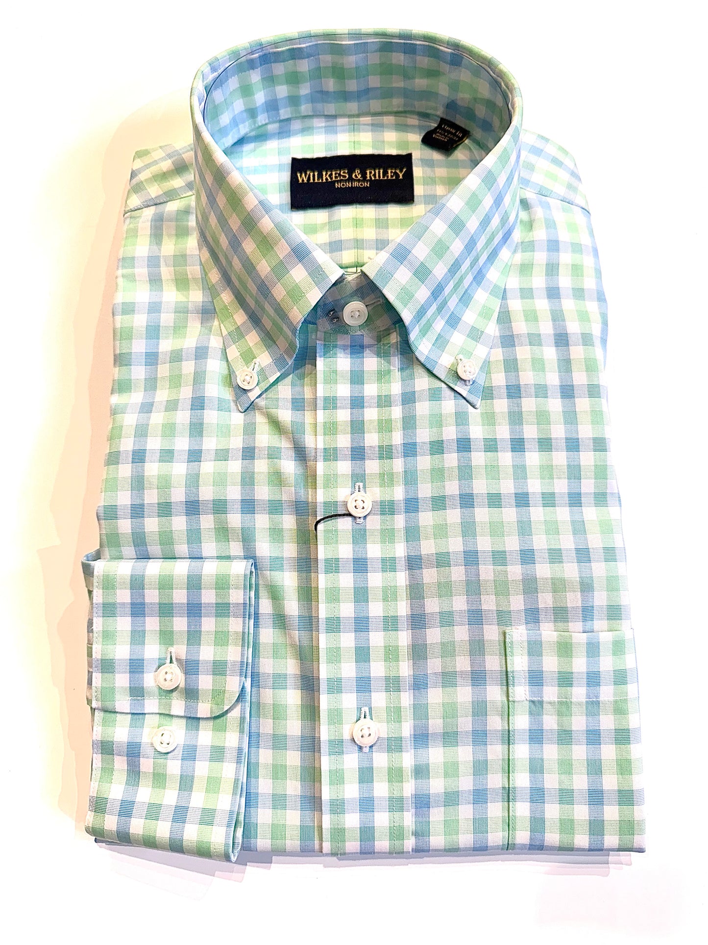WILKES & RILEY Essential Dress Shirt Classic Fit Lime/Blue