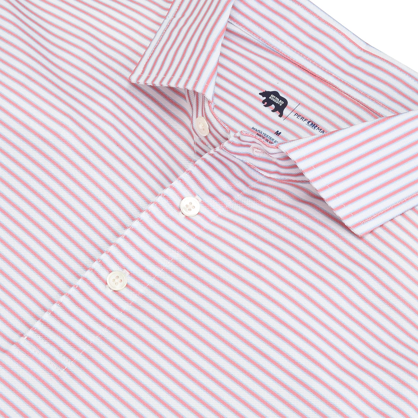 ONWARD RESERVE Guide Stripe Performance Pique Polo (Flamingo Plume)