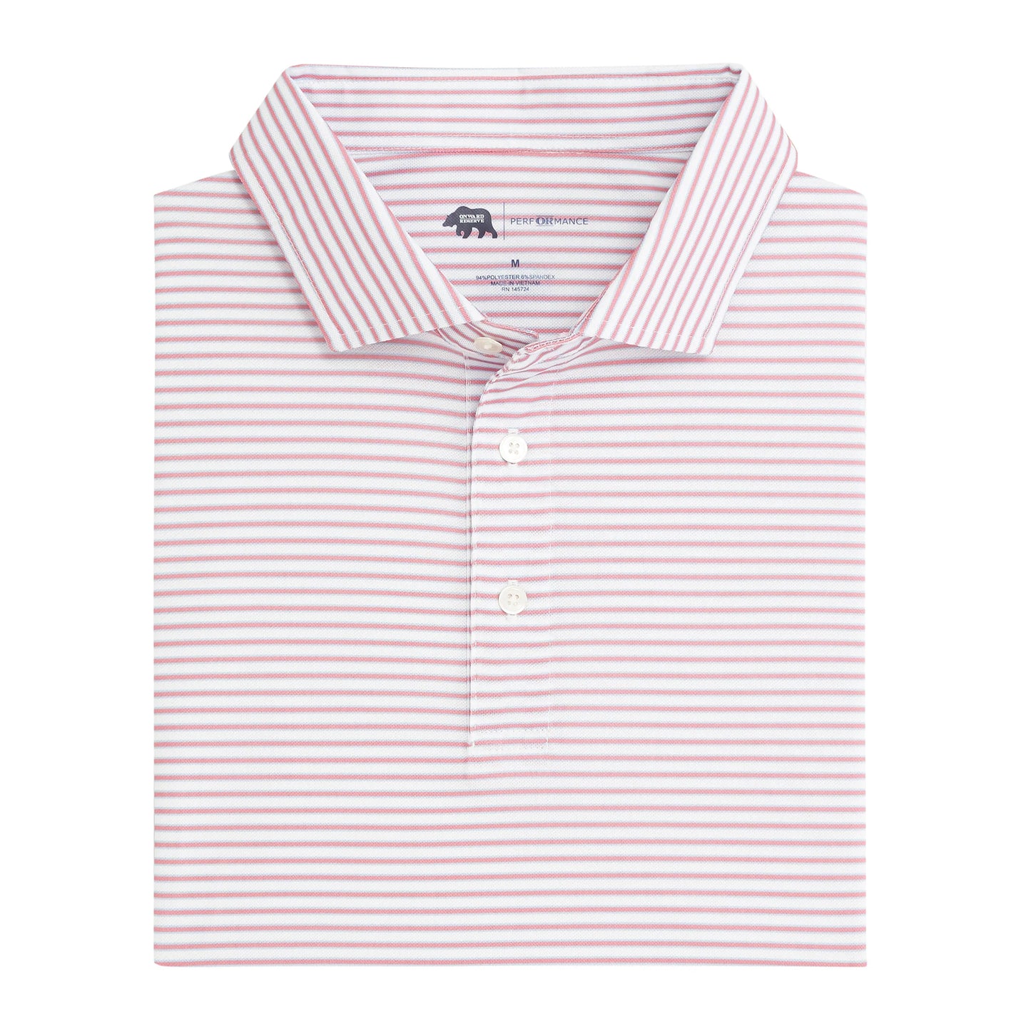 ONWARD RESERVE Guide Stripe Performance Pique Polo (Flamingo Plume)