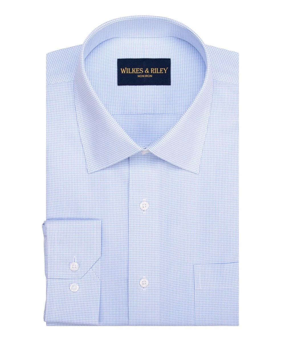 WILKES & RILEY Classic Fit Mini Check Spread Broadcloth Non-Iron Dress Shirt