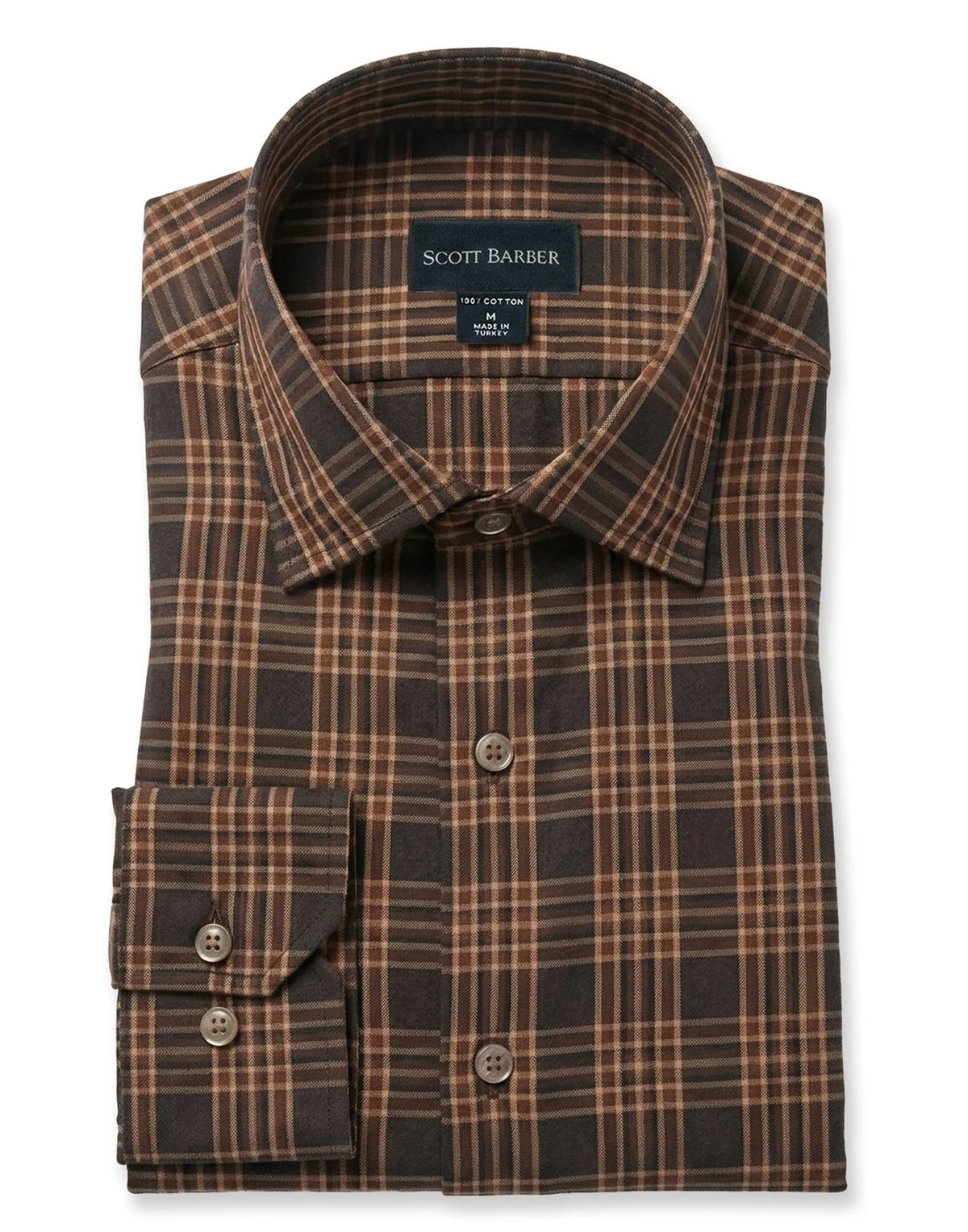 SCOTT BARBER Chocolate Twill Canclini Sportshirt