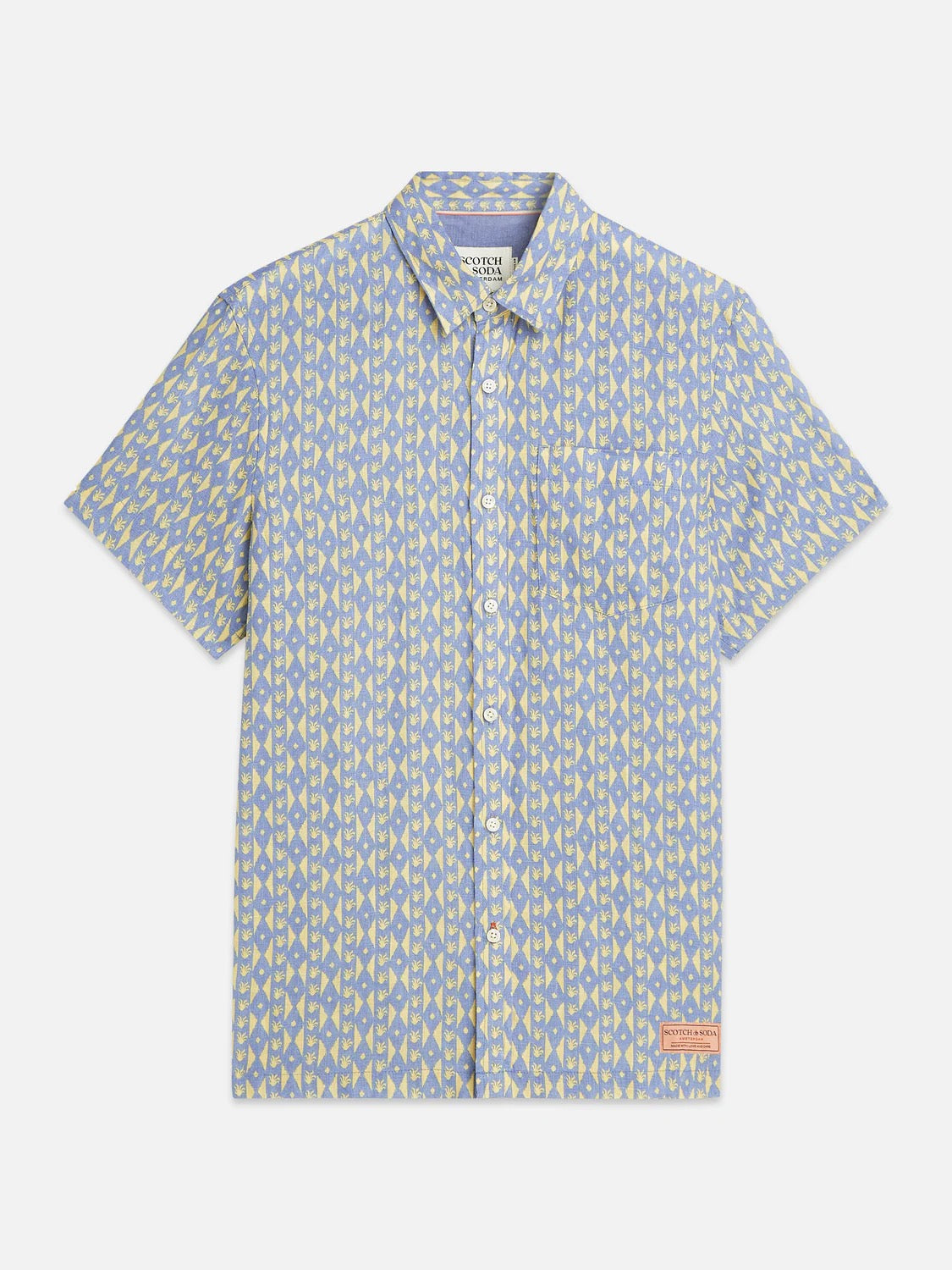 SCOTCH & SODA Short Sleeve Printed Linen shirt