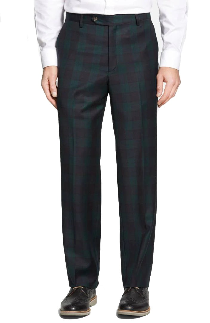 BERLE Black Watch Wool Plaid Dress Pant