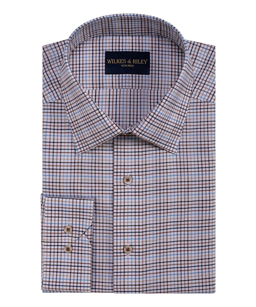 WILKES & RILEY Classic Fit Spice Tattersall Spread Collar Dress Shirt