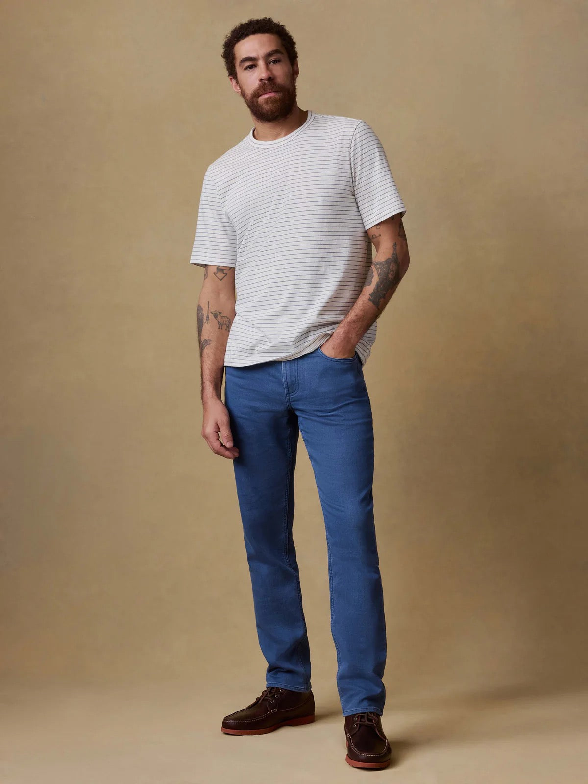 FAHERTY Stretch Terry 5 Pocket Pant- Pacific Tides