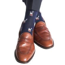 Ted and George Classic Navy w/ Whiskey Brown, Ash, and Red Bourbon w/ Cigar Mid-Calf Cotton Sock