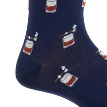 Ted and George Classic Navy w/ Whiskey Brown, Ash, and Red Bourbon w/ Cigar Mid-Calf Cotton Sock