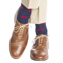 Ted and George Navy w/ Red Crab Mid-Calf Cotton Sock