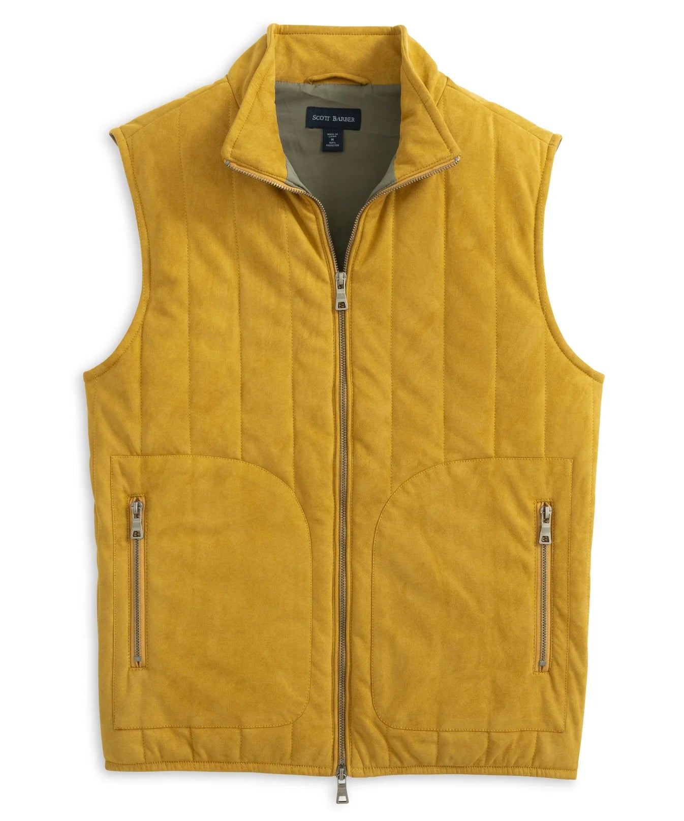 Scott Barber Faux Suede Puffer Vest w/ Double-Zip
