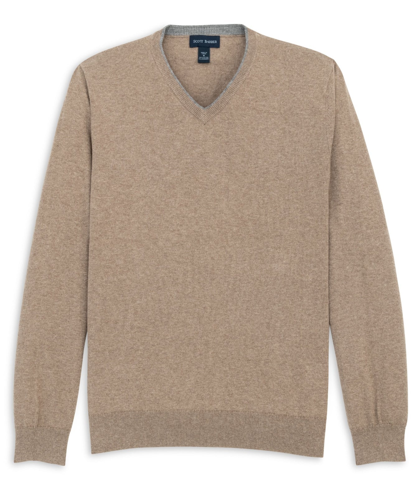 Scott Barber 12GG Cotton/Cashmere Jersey Vee