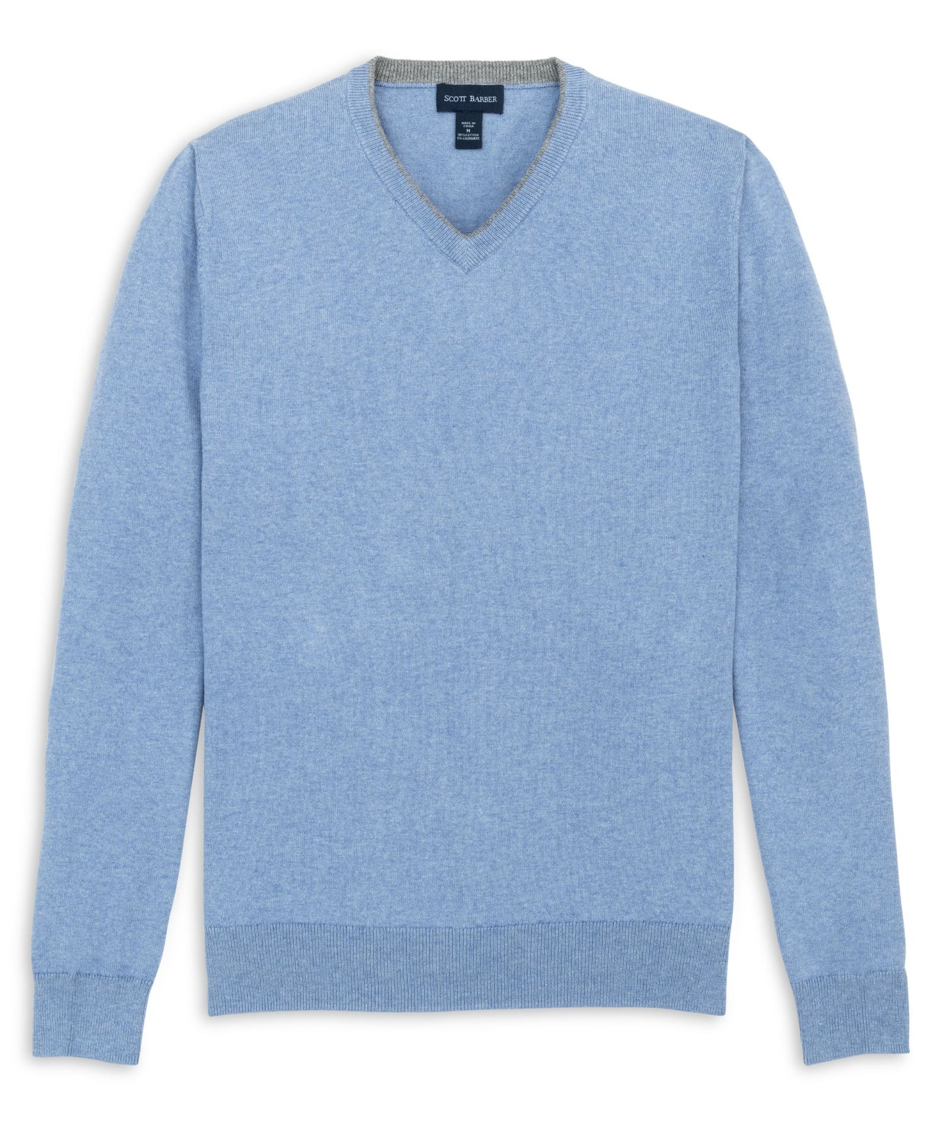 Scott Barber 12GG Cotton/Cashmere Jersey Vee