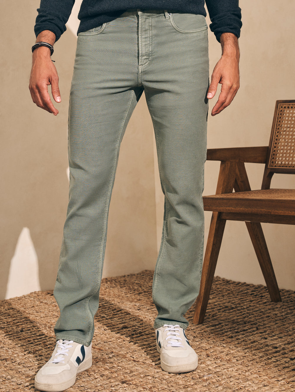 Faherty Stretch Terry 5 Pocket Pant (Faded Olive) CF