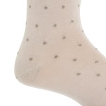 Ted and George Tan w/ Taupe Dot Mid-Calf Cotton Sock