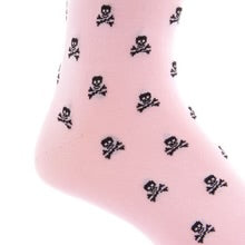 Ted and George Pink w/ Black Skull and Crossbones Mid-Calf Cotton Sock