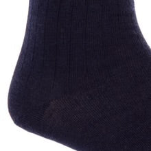 Ted and George Black Solid Ribbed Fine Merino Wool Mid-Calf Sock