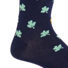Ted and George Classic Navy w/ Green and Gold Shamrock Mid-Calf Cotton Sock