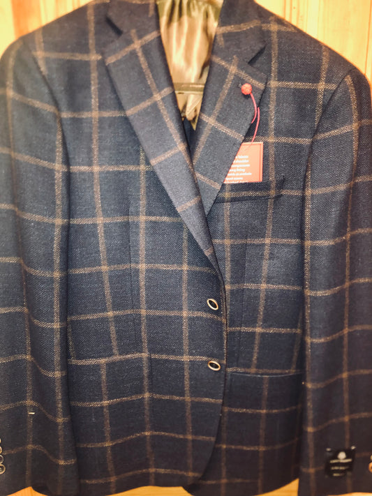 Ted and George Sport Coat (Dark Navy/Gold Plaid)