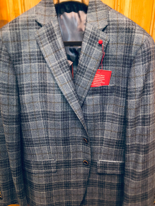 Ted and George Sport Coat (Light Blue/ Brown Plaid)