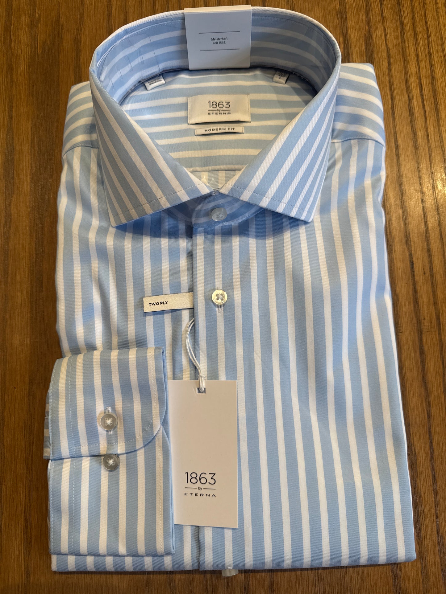 ETERNA Stripe Twill Modern Fit Sports Shirt