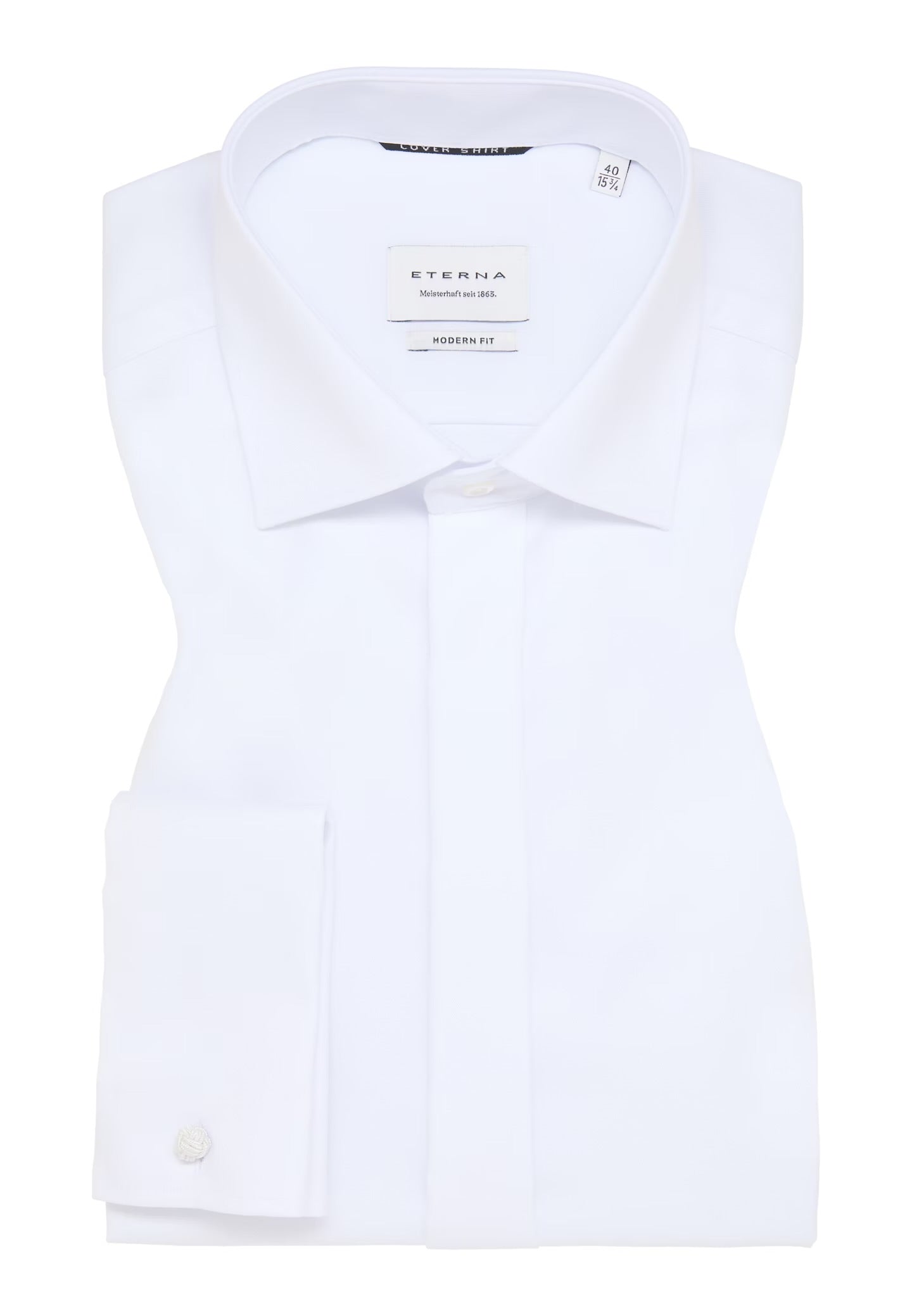 Eterna Luxury Shirt French Cuff Covered Placket Modern Fit Kent Collar (White)