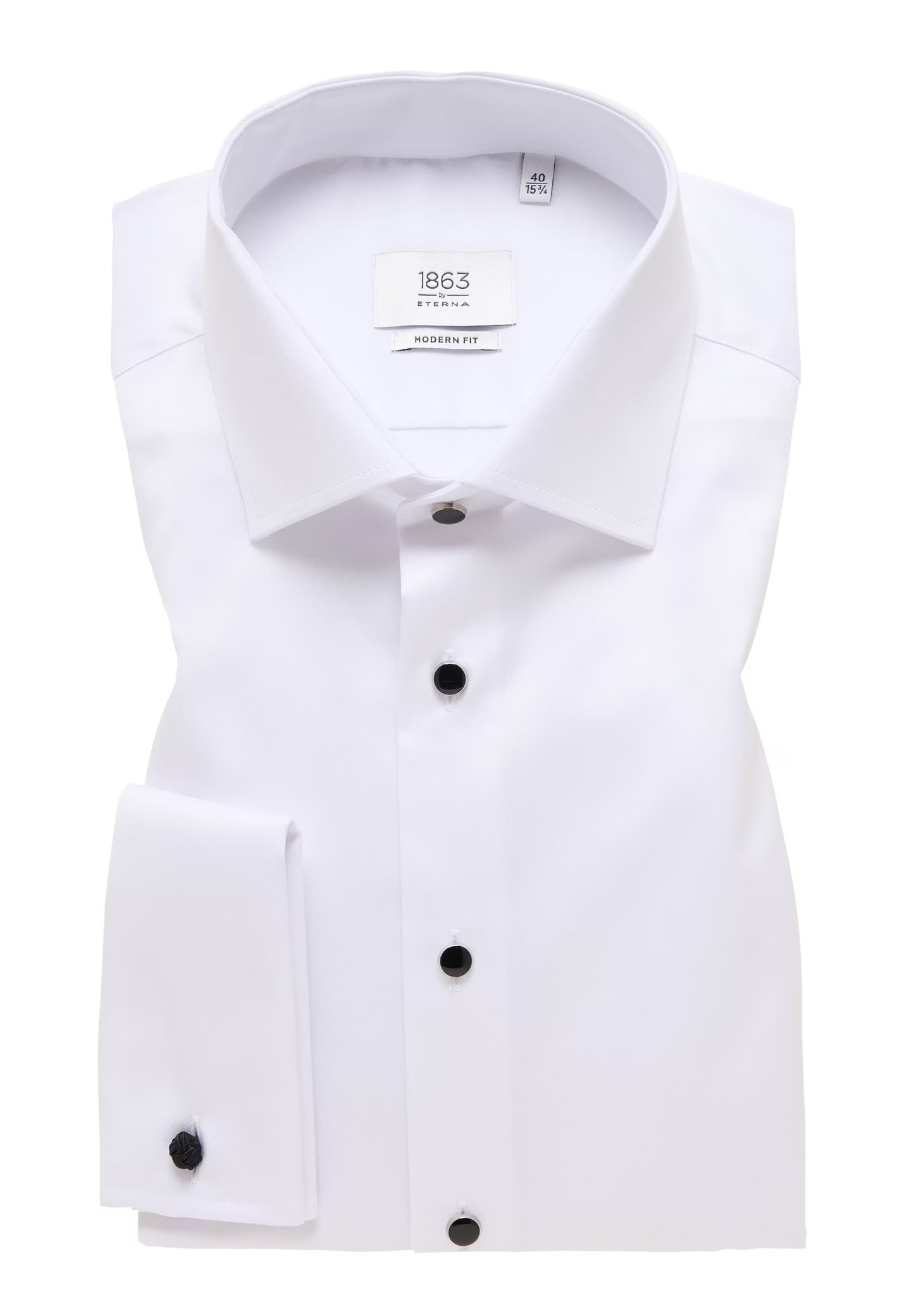 Eterna Luxury Shirt Black Tie Slim Fit Kent Collar (White)