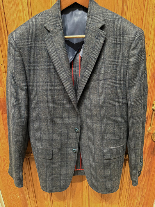 Ted and George Teal Plaid Plaid Sports Coat