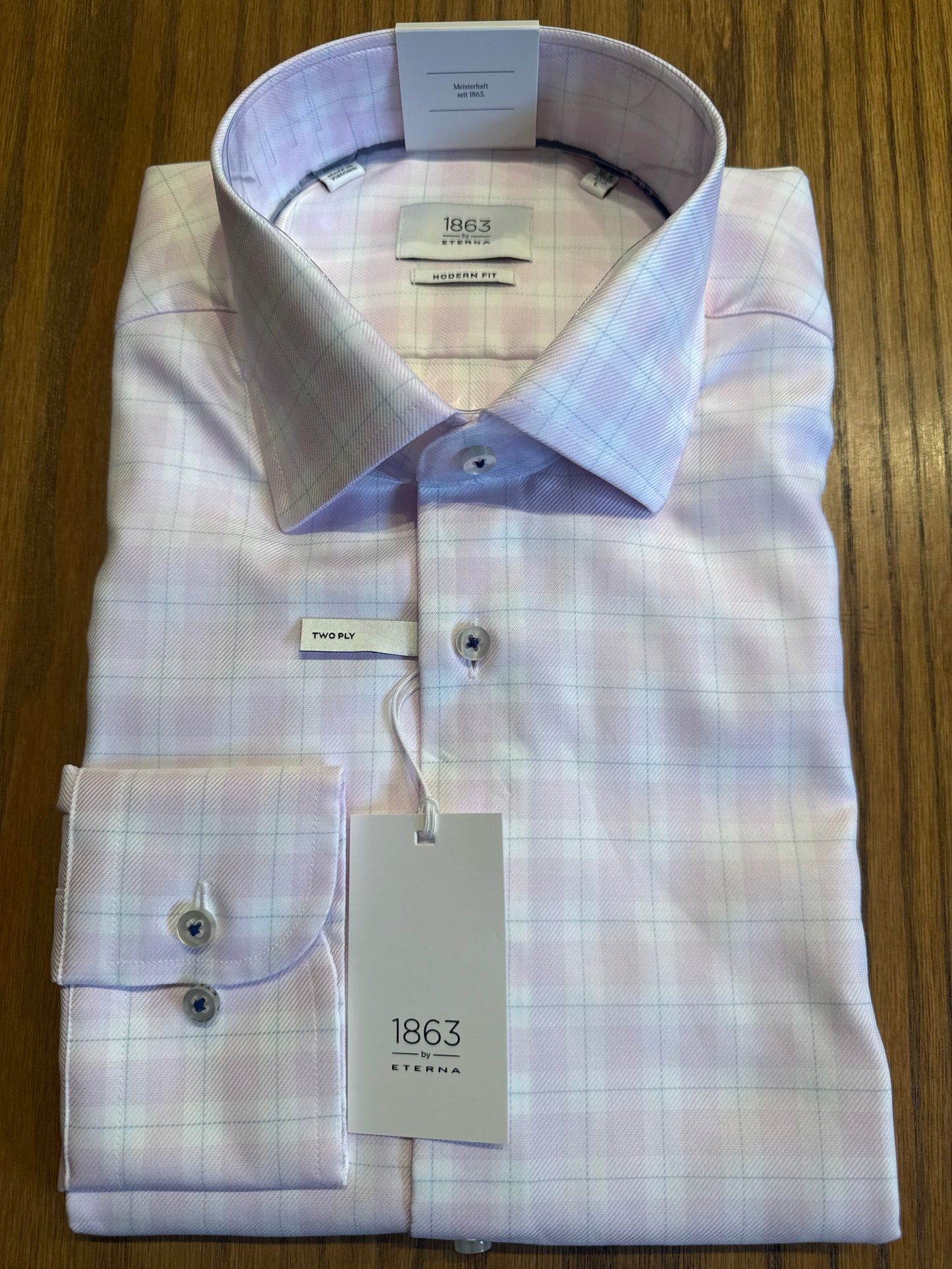 ETERNA Check Twill Modern Fit Sports Shirt