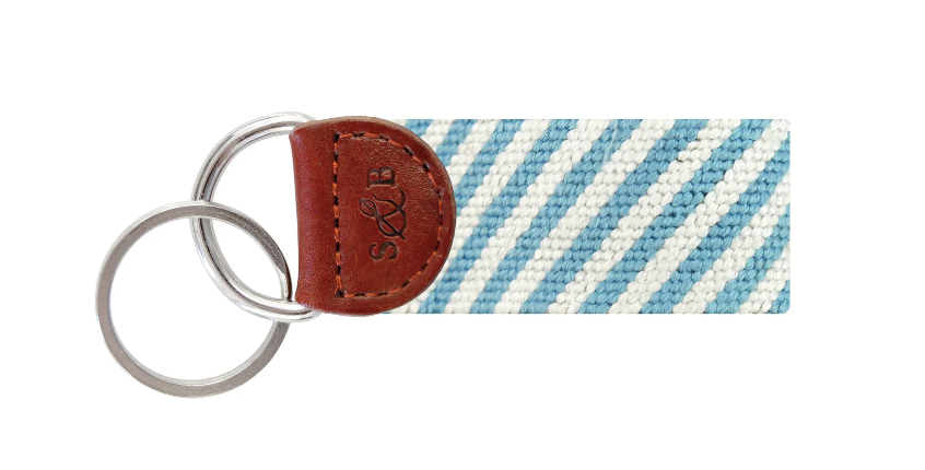 SMATHERS & BRANSON Blue Seersucker Key Fob