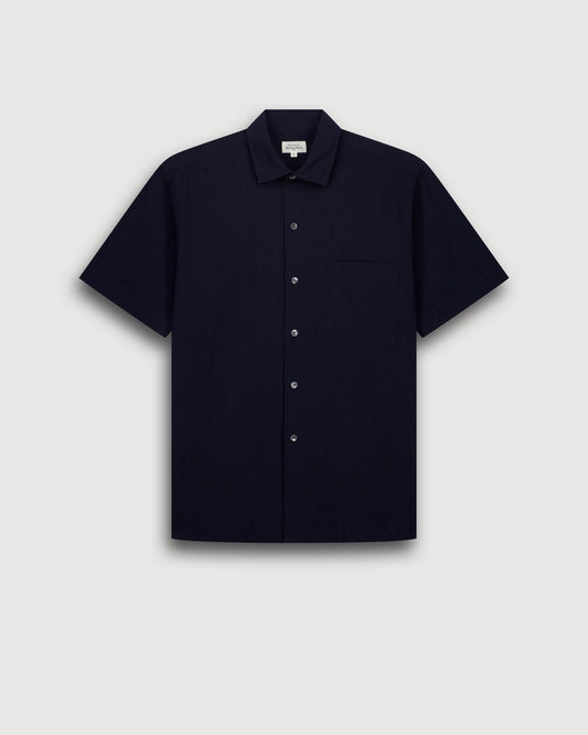 HARTFORD Pedro Navy SS Seersucker Shirt