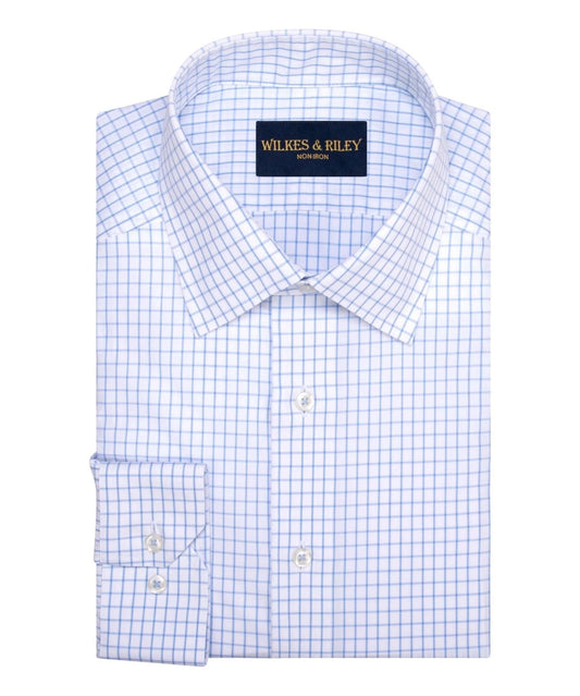 WILKES & RILEY TF Blue Large Check Spread Non-Iron Broadcloth Dress Shirt