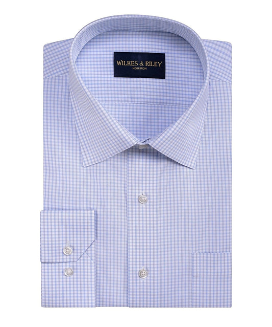WILKES & RILEY Classic Fit Grey Dobby Check Spread Non-Iron Dress Shirt