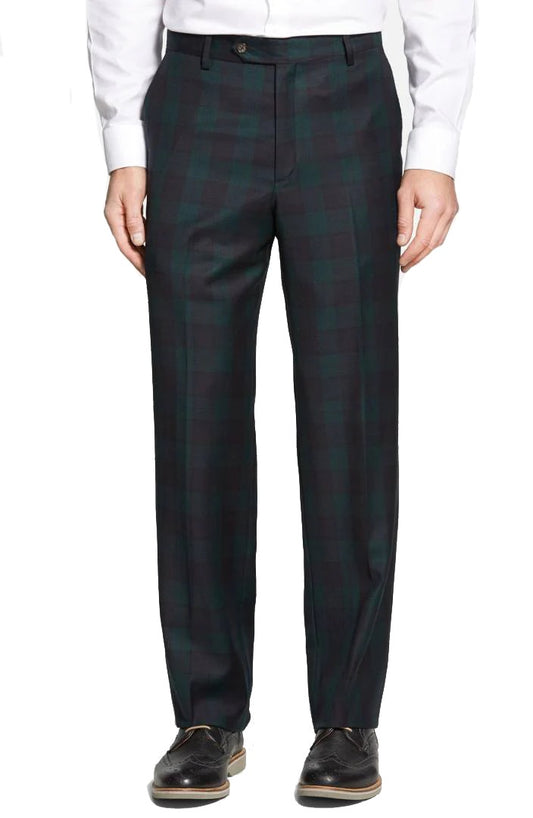 BERLE Black Watch Wool Plaid Dress Pant