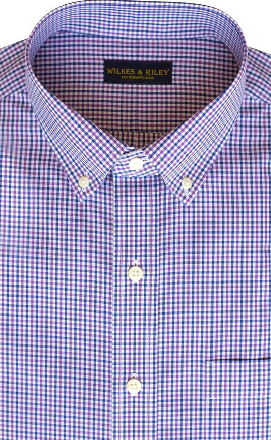 WILKES & RILEY Purple/Navy Multi Check TF Sport Shirt