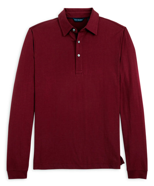 Scott Barber Pima Jersey L/S Polo (Burgundy)