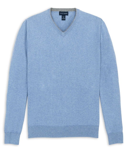 Scott Barber 12GG Cotton/Cashmere Jersey Vee