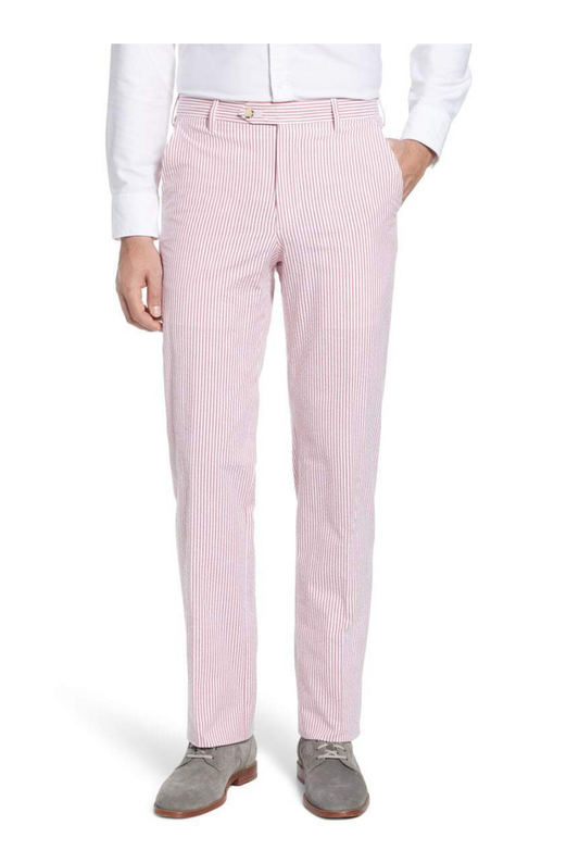BERLE Hampton Cotton Seersucker Trouser (Nantucket Red)