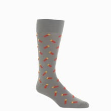 Ted and George Steel Gray w/ Red, Saffron and Black Shotgun Shells Mid-Calf Cotton Sock